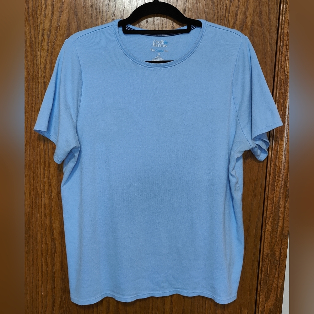 Women's Croft & Barrow Blue Classic Tee Shirt Top, Size 1X